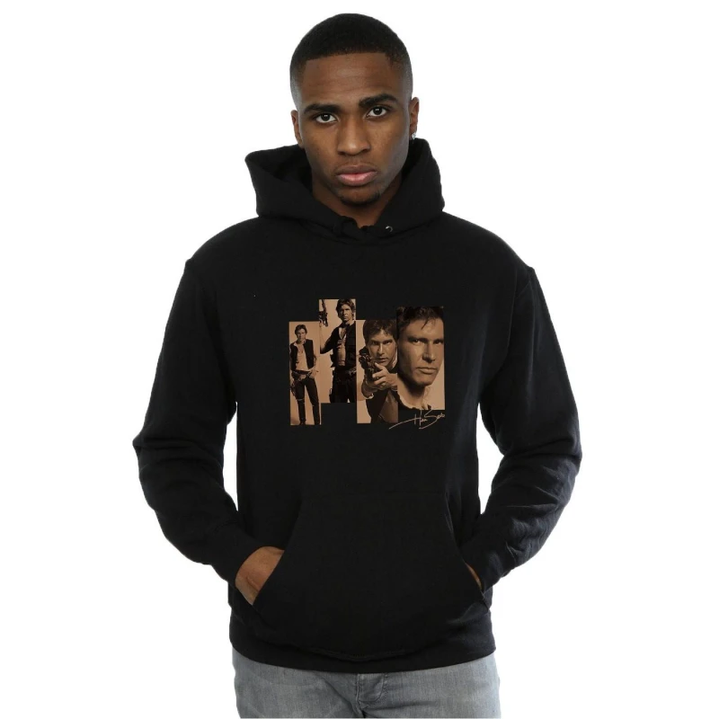 Image of Star Wars Star Wars Men Han Solo Photoshoot Hoodie in Black Size: Small Black S Male 5057736869635