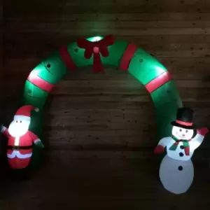 Image of 8ft (250cm) LED Christmas Inflatables Santa & Snowman Party Archway Decorations