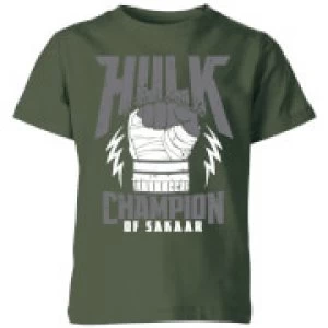 Image of Marvel Thor Ragnarok Hulk Champion Kids T-Shirt - Forest Green - 9-10 Years