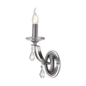 Image of Wall Lamp 1 Candle Light E14, Polished Chrome, Satin Nickel, Clear Crystal - Luminosa Lighting