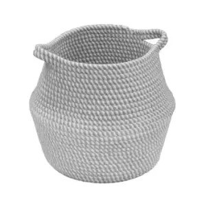 Image of Jvl Edison Round Belly Cotton Rope Storage, Medium, Grey