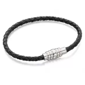 Image of Skinny Black Leather Magnetic Clasp Bracelet B5401