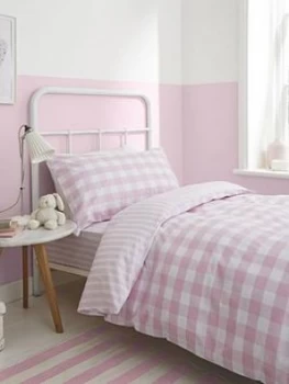 Image of Bianca Cottonsoft Bianca Pink Check Cotton Duvet Cover Set