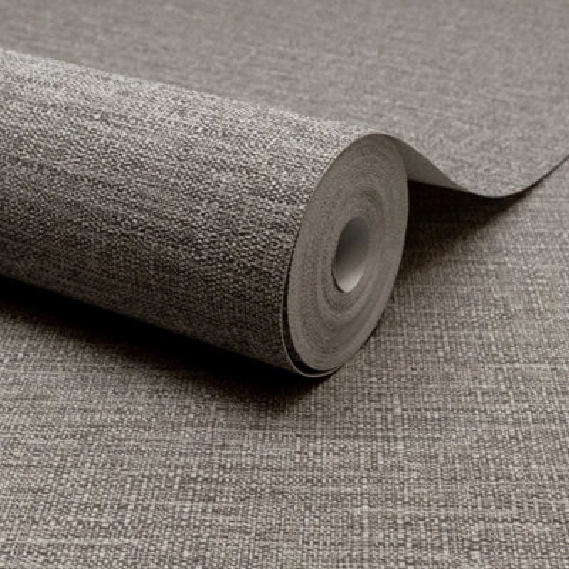 Image of Grandeco Telma Slubbed Fabric Hessian Textured Luxury Wallpaper Light Brown unisex