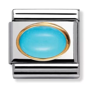 Image of Nomination CLASSIC Gold Oval Stones Turquoise Charm 030502/06