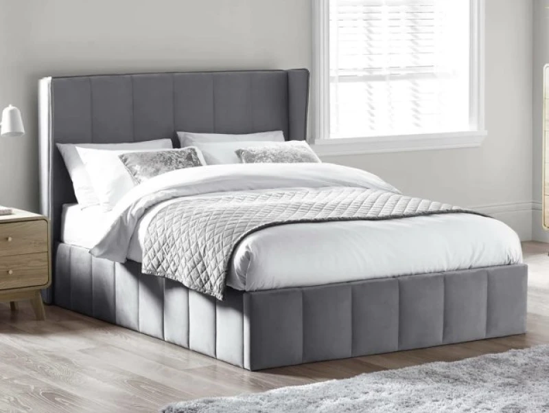 Image of Julian Bowen Katie Grey Fabric Ottoman Bed Frame - 4ft6 Double