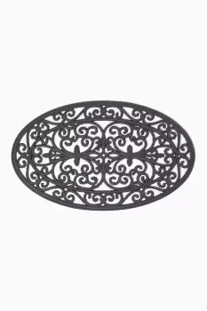 Image of Black Wrought Iron Effect Parisian Oval Rubber Doormat