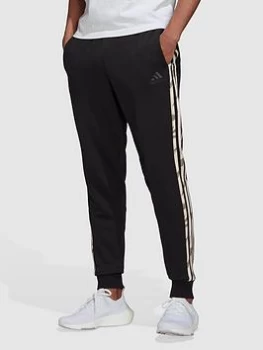 Image of adidas Essentials 3-Stripe Camo Track Pants - Black, Size S, Men