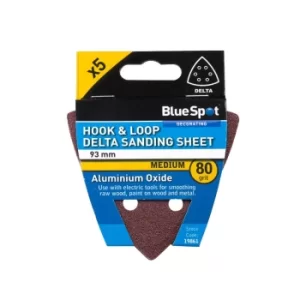 Image of 93MM 5 Pack 80 Grit Delta Sanding Sheets