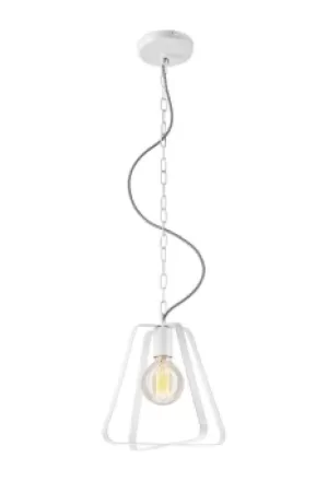 Image of Riccardo Wire Frame Pendant Ceiling Light White, 1x E27