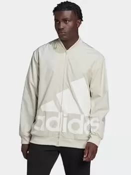 Image of adidas Aeroready Essentials Giant Logo Woven Windbreaker, Silver, Size S, Men