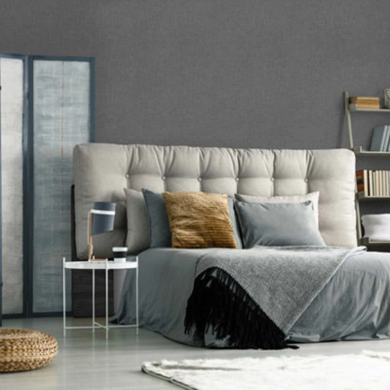 Image of Graham & Brown Superfresco Colours Linen Glitter Plain - Charcoal, Grey 115084