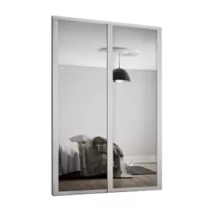 Image of Shaker 2 Door Sliding Wardrobe Kit Mirror with Dove Grey Frame (W)1145 x (H)2260mm
