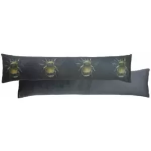 Image of Gold Bee Faux Velvet Draught Excluder Case, Dark Grey - Evans Lichfield