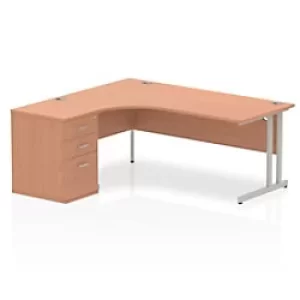 Image of Dynamic Corner Left Hand Desk Beech MFC Cantilever Leg Grey Frame Impulse 1800/1630 x 800/600 x 730mm