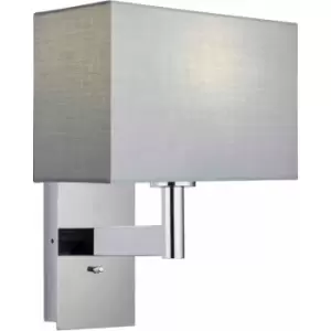 Image of Wall light Owen Rectangular in Steel, Chrome plate and gray fabric