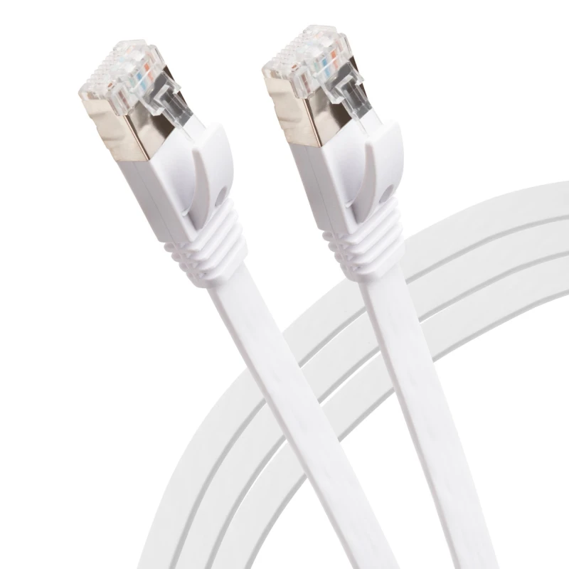 Image of Maplin RJ45 CAT6 UTP Flat Ethernet LAN Cable - White - 3m