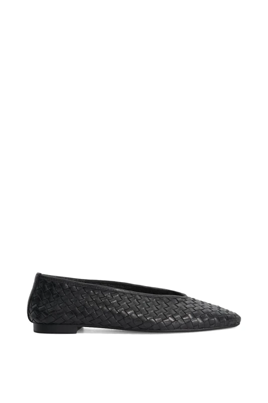 Image of Dune London Womens 'Henlee' Leather Ballet Pumps in Black Size: 5 Black Female 5