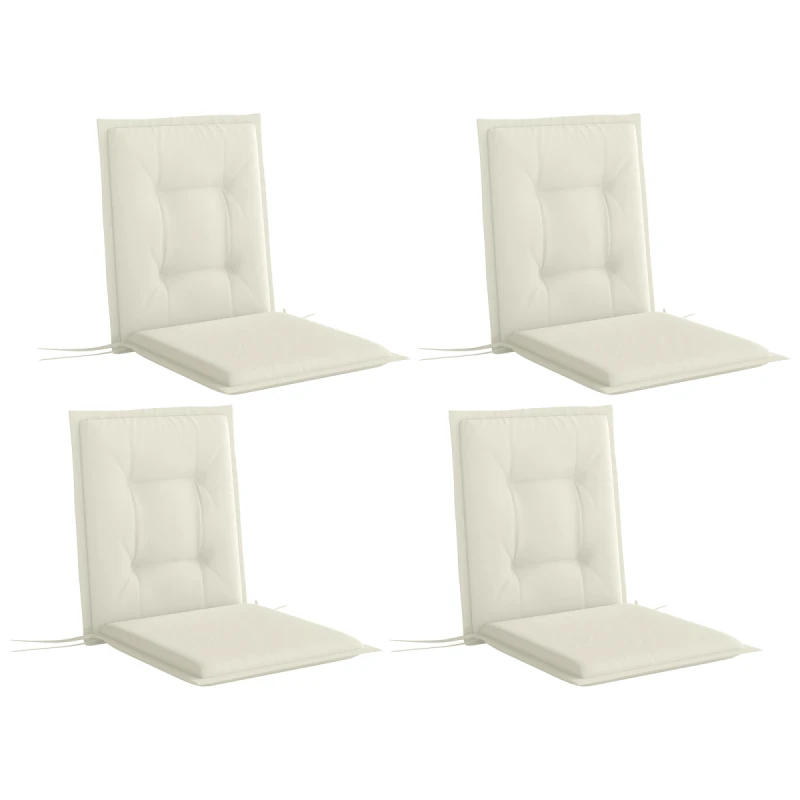 Image of Outsunny Set of 4 Garden Chair Cushions, Outdoor Seat Pads, White 84G-610V70WT