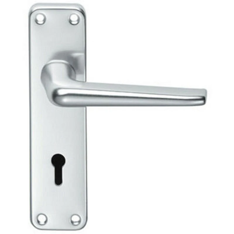 Image of Loops PAIR Straight Tapered Handle on Lock Backplate 152 x 41mm Satin Aluminium Multi