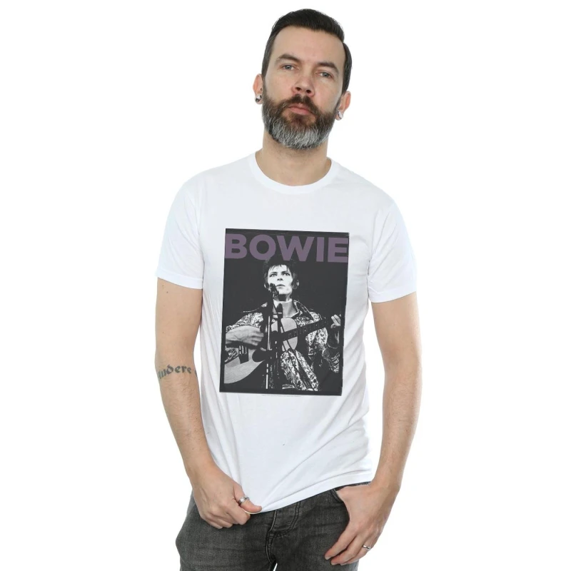 Image of David Bowie David Bowie Men Rock Poster T-Shirt in White Size: Small White S Male 5057972008645