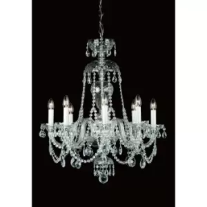 Image of Impex Dolni Crystal Nickel 8 Arm Chandelier