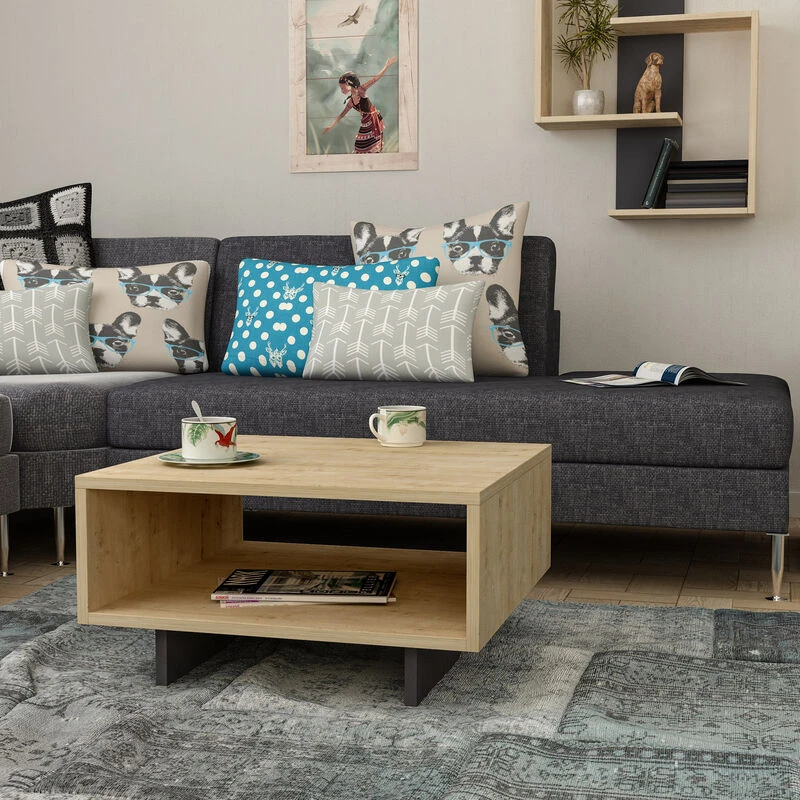 Image of DECORTIE Decortie - Hola Modern Coffee Table Multipurpose - Oak / Anthracite Grey - Oak M.SH.11040.7