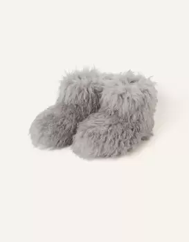 Image of Accessorize Womens Yeti Slipper Boots Grey, Size: L