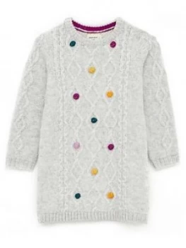 Image of White Stuff Girls Cosy Cable Pom Jumper Dress - Natural, Size 3-4 Years