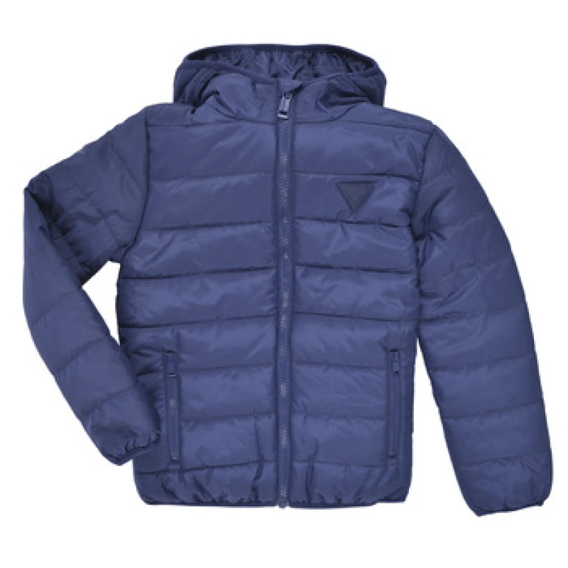 Image of Guess HOODED LS PADDED PUFFER W ZIP boys's Children's Jacket in Blue