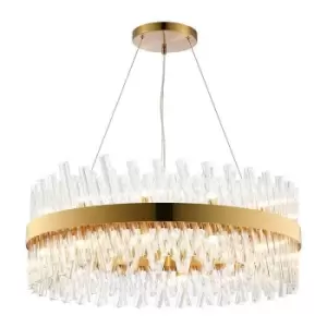 Image of Luminosa Kalih 24 Light G9, Ceiling Pendant Round, Brass, Clear Item Weight: 23.13kg