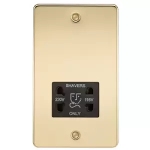 Image of KnightsBridge Flat Plate 115/230V dual voltage shaver socket - polished brass with Black insert