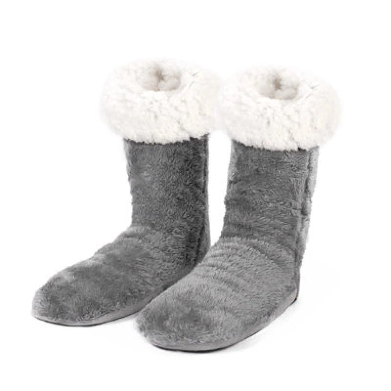Image of OHS OHS Teddy Fleece Non Slip Sherpa Slipper Lounge Socks in Charcoal Charcoal One Size Unisex 5027434184682