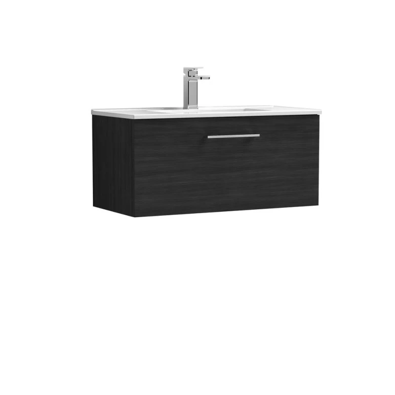 Image of Balterley Bathroom 1 Soft Close Drawer, Wall Hung Vanity Unit, Black, 800mm in Black Unisex