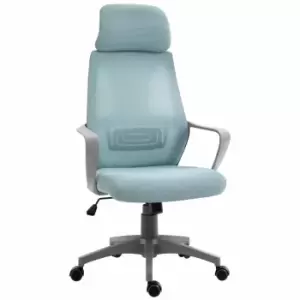 Image of Vinsetto Ergonomic Adjustable Height Office Chair With Wheels Blue