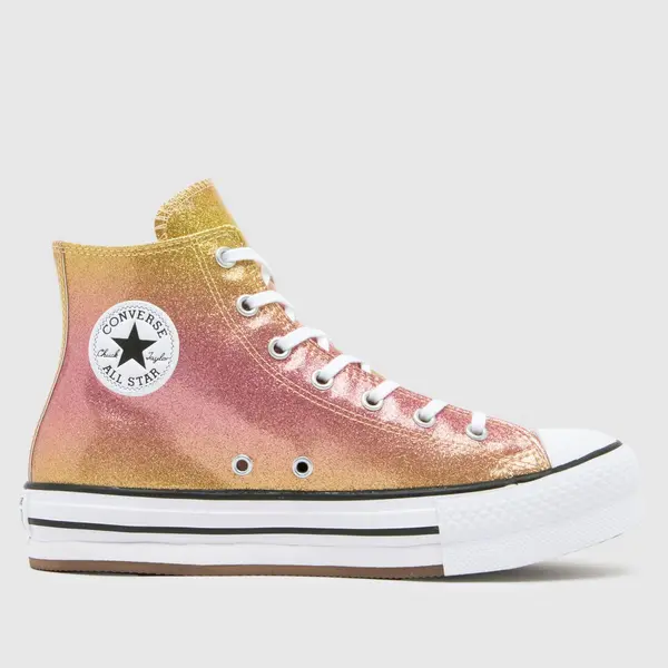 Image of Converse pink multi all star eva lift hi Girls Youth trainers Pink Multi UK 3 (EU 35½)