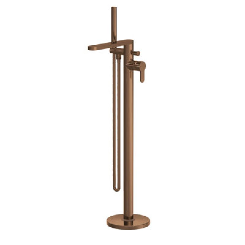 Image of Balterley Round Freestanding Bath Shower Mixer Tap Kit Brushed Bronze Brown