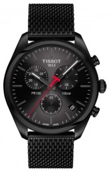 Image of Tissot Mens PR100 Chronograph Black PVD Plated Bracelet Watch