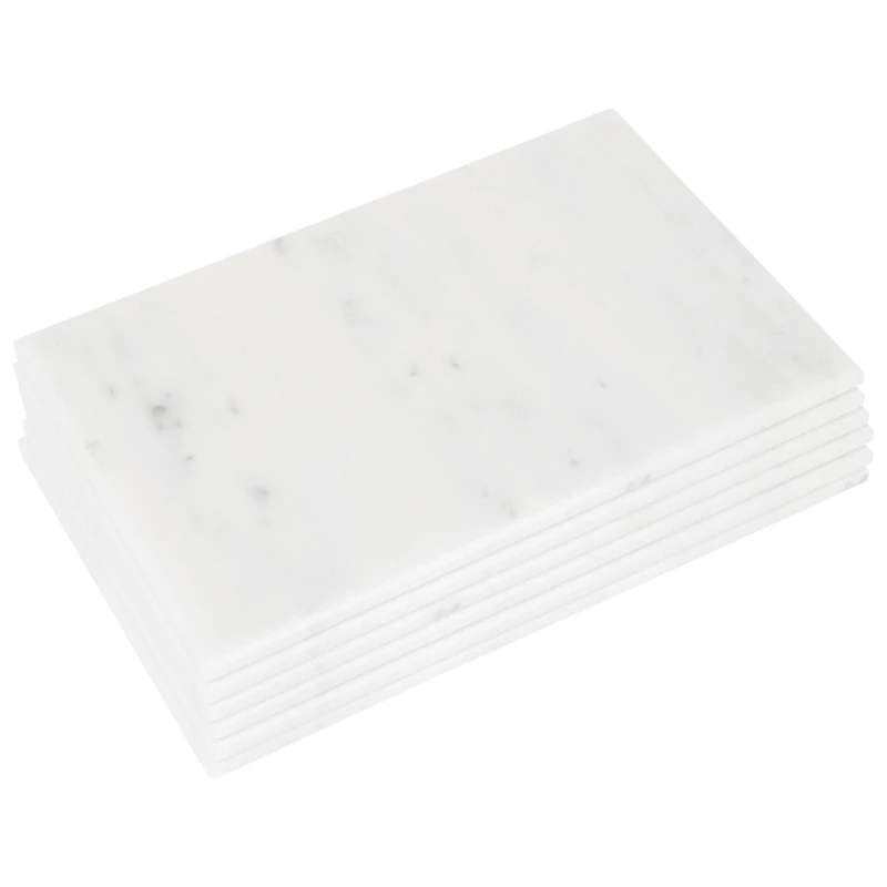 Image of Argon Tableware 6x Rectangle Marble Placemats - 40cm x 30cm Non-Slip Worktop in White Size: 40cm x 30cm White Unisex 40cm x 30 cm