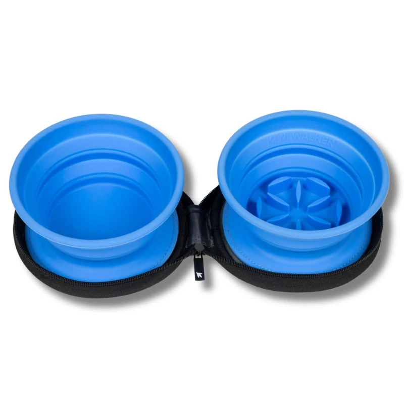 Image of Kiwi Walker Double Travel Bowl With Slow feeder Dog Bowls TVL-870 Blue 41842818000