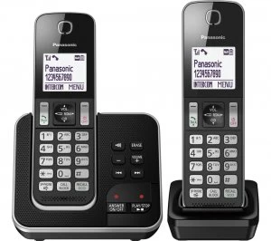Image of Panasonic KX-TGD622EB Cordless Phone With Answering Machine Twin Handsets
