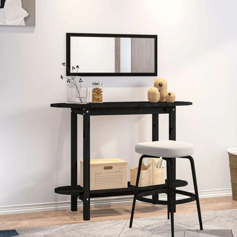 Image of vidaXL Console Table Black 110x40x80cm Solid Wood Pine, Black 822301