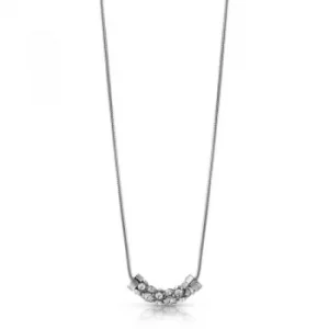 Image of GUESS 16-18" rhodium plated necklace with horizontal coiled Swarovski crystal charm.
