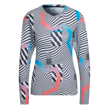 Image of adidas Terrex Primeblue Trail Graphic Long-Sleeve Top Wom - Black