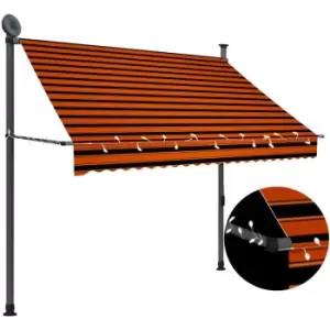 Image of Manual Retractable Awning with LED 200cm Orange and Brown Vidaxl Multicolour
