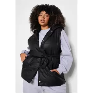 Image of I Saw It First Plus Size Belted Padded Gilet - Black