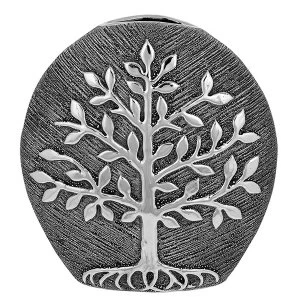 Image of Tree of Life Round Vase Gunmetal