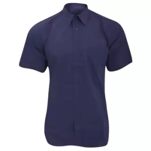 Image of Fruit Of The Loom Mens Short Sleeve Poplin Shirt (S) (Navy)