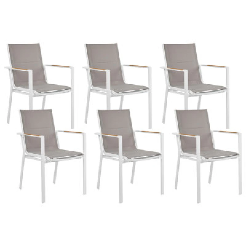 Image of Beliani Set Of 6 Garden Chairs Busseto Metal Grey
