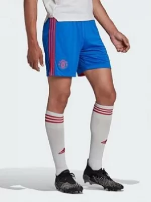 Image of Adidas Manchester United Mens 21/22 Away Short, Blue, Size S, Men